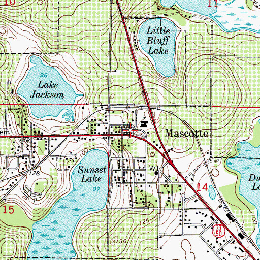 Topographic Map of Mascotte City Hall, FL