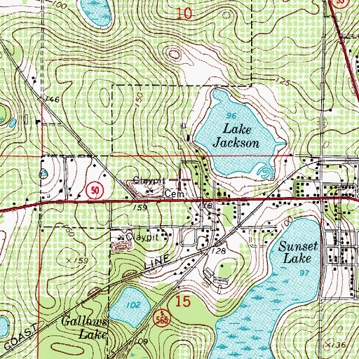 Topographic Map of Mascotte Cemetery, FL