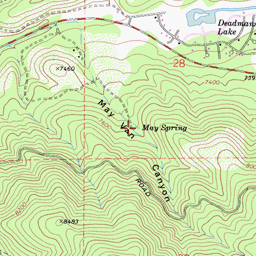 Topographic Map of May Spring, CA