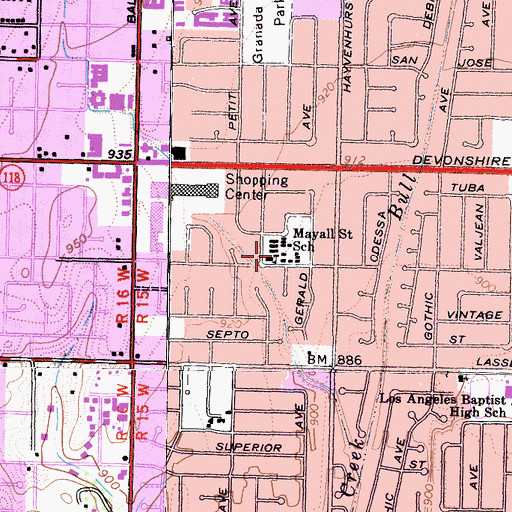 Topographic Map of Mayall Elementary School, CA