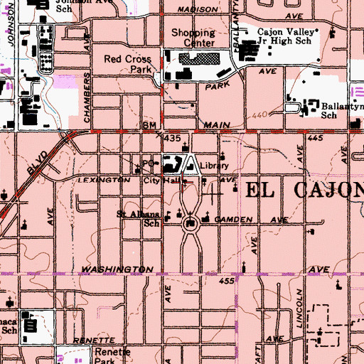 Topographic Map of First Baptist Church of El Cajon, CA
