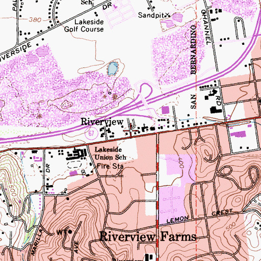 Topographic Map of First Baptist Church of Lakeside, CA