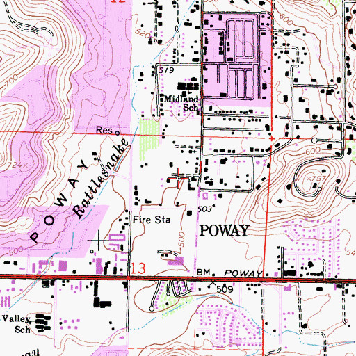 Topographic Map of First Baptist Church of Poway, CA