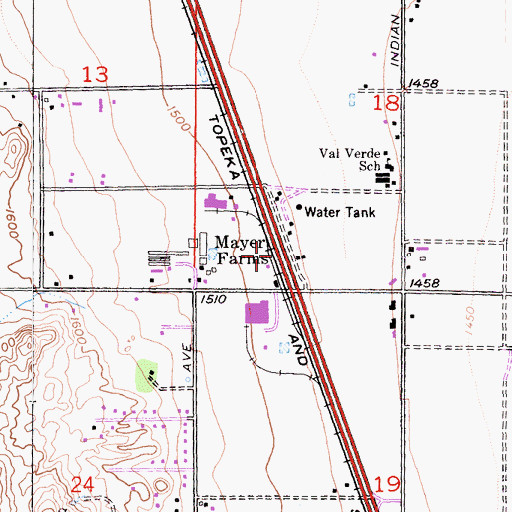 Topographic Map of Mayer Farms, CA
