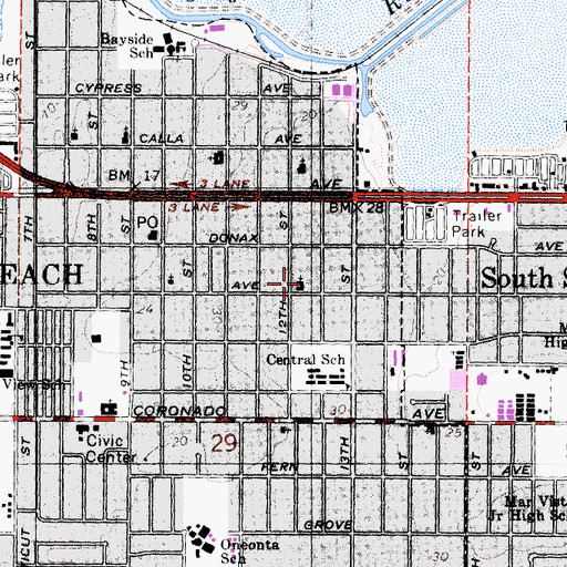 Topographic Map of First Southern Baptist Church of Imperial Beach, CA