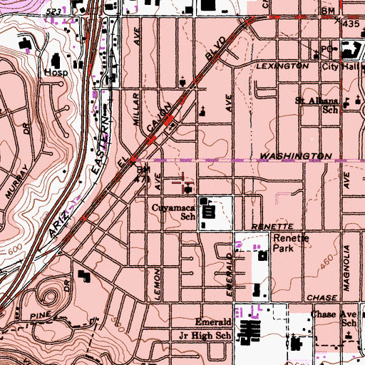 Topographic Map of First United Methodist Church of El Cajon, CA