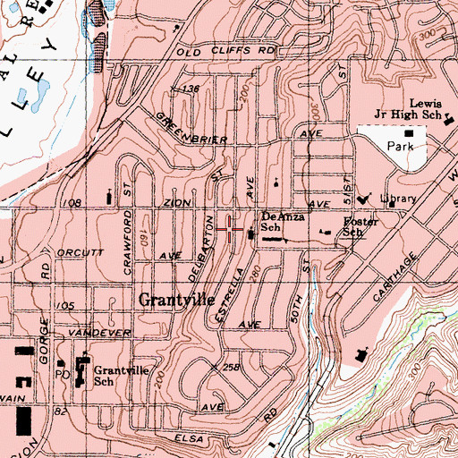 Topographic Map of Genesis A New Beginning Church, CA