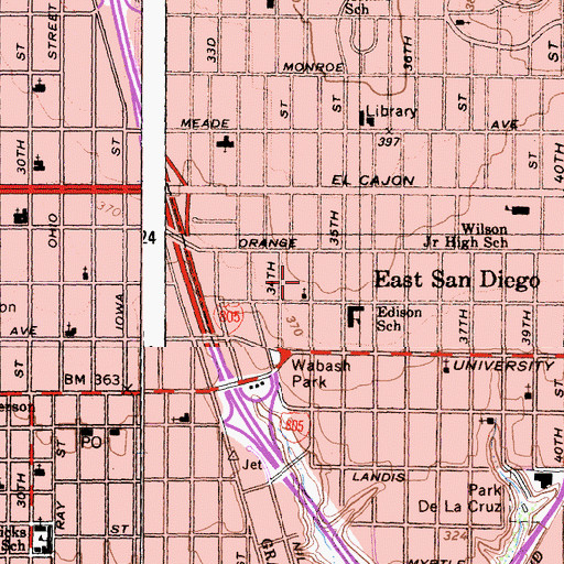 Topographic Map of Good News Missionary Baptist Church, CA