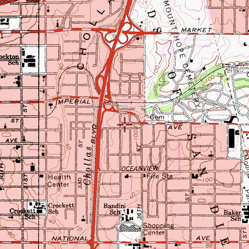 Topographic Map of Gospel Center Church of God in Christ, CA