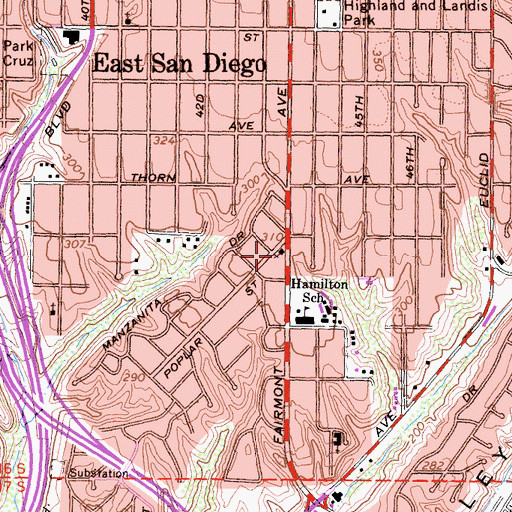 Topographic Map of Grace Church, CA