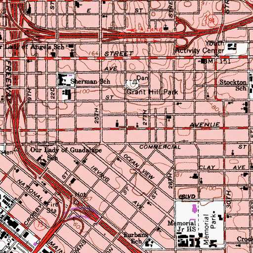 Topographic Map of Greater Johnson Baptist Church, CA
