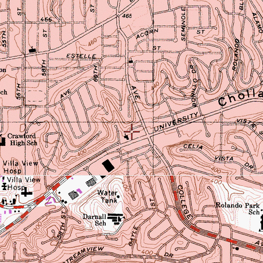 Topographic Map of Greater Love Missionary Baptist Church, CA