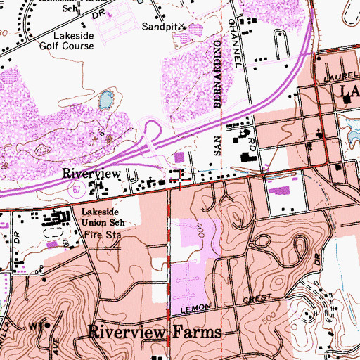Topographic Map of Harvest Christian Fellowship Church, CA