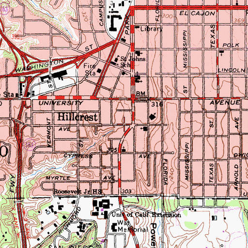 Topographic Map of Highest Quest Fellowship Church, CA