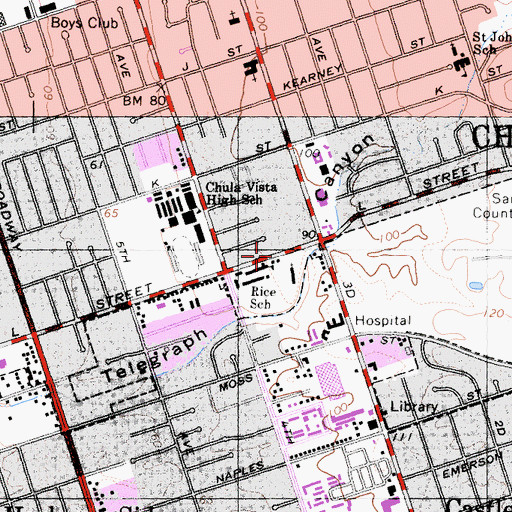 Topographic Map of Hilltop Tabernacle, CA