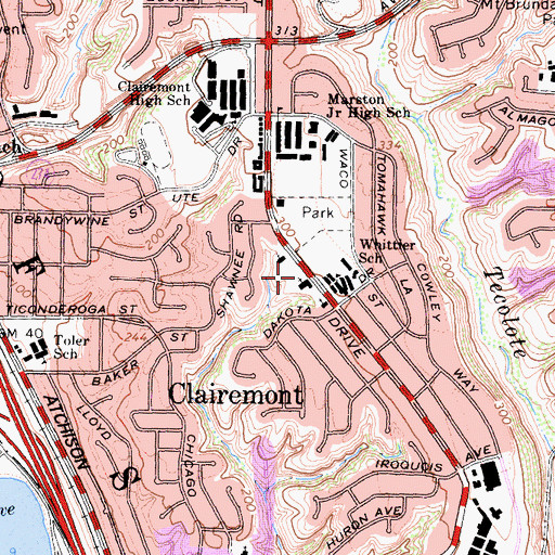 Topographic Map of Holy Cross Lutheran Church of Missouri Synod, CA
