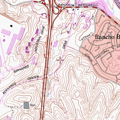 Topographic Map of Hope United Methodist Church in Rancho Bernardo, CA