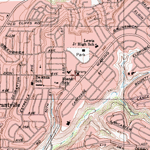 Topographic Map of Allied Gardens-Benjamin Branch Library San Diego City Public Library, CA