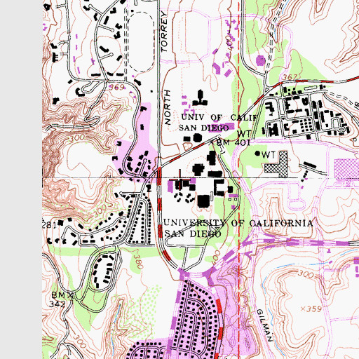 Topographic Map of Blake Hall, CA