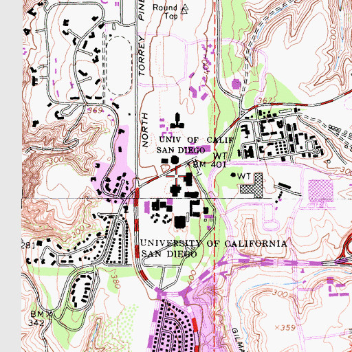 Topographic Map of Bonner Hall, CA