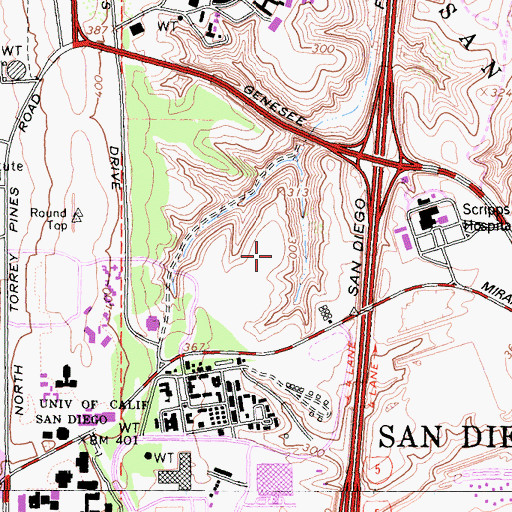 Topographic Map of Brown Hall, CA