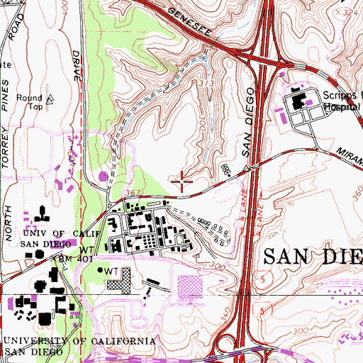 Topographic Map of Canyonview Aquatics and Activities Center, CA