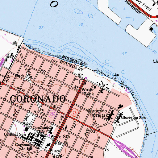 Topographic Map of Coronado Baptist Day Care Center, CA
