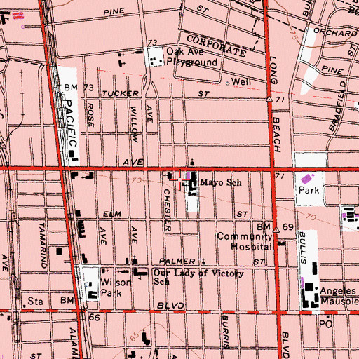 Topographic Map of Mayo Elementary School, CA