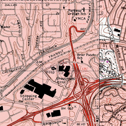 Topographic Map of Grossmont Healthcare District Library, CA