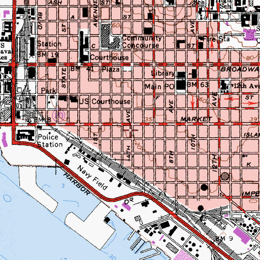 Topographic Map of Library Towers, CA