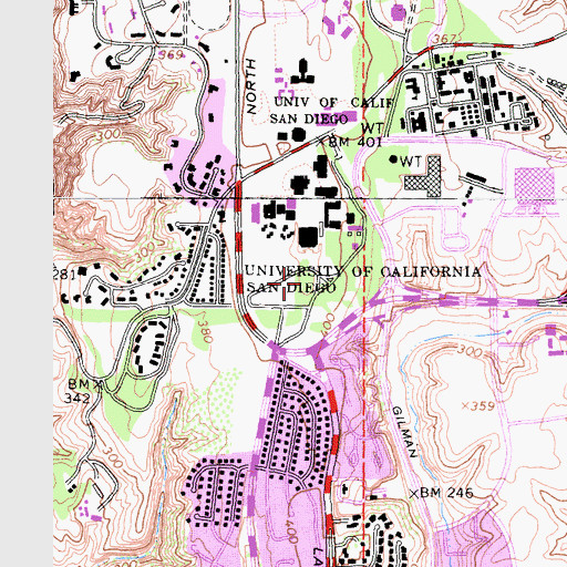 Topographic Map of Mandell Weiss Forum, CA