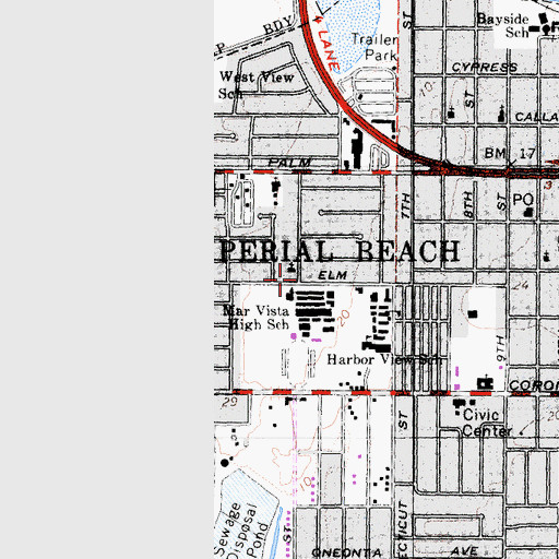 Topographic Map of Mar Vista High School Library, CA