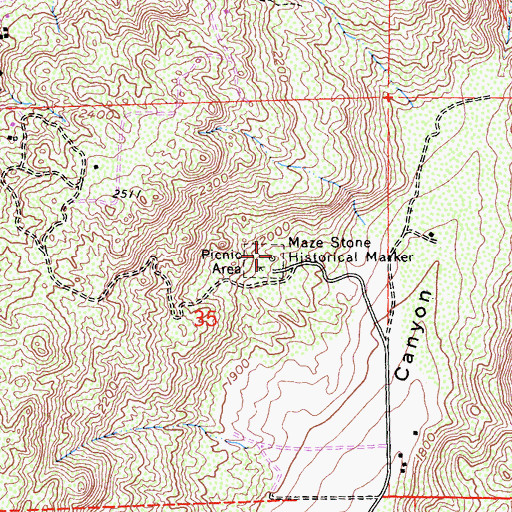 Topographic Map of Maze Stone Historical Marker, CA