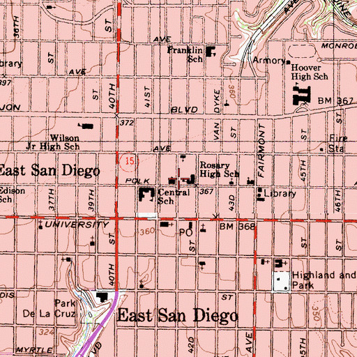 Topographic Map of Our Lady of the Sacred Heart Catholic Church Day Care Center, CA
