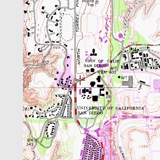 Topographic Map of Pacific Hall, CA
