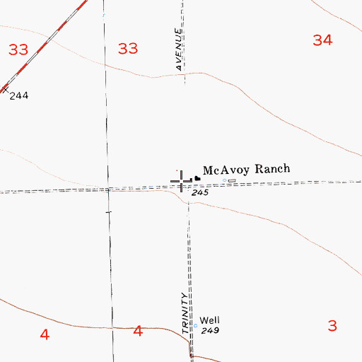 Topographic Map of McAvoy Ranch, CA