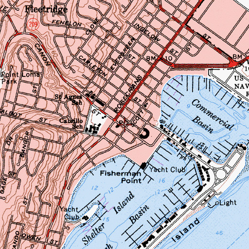 Topographic Map of Portuguese Historical Center, CA