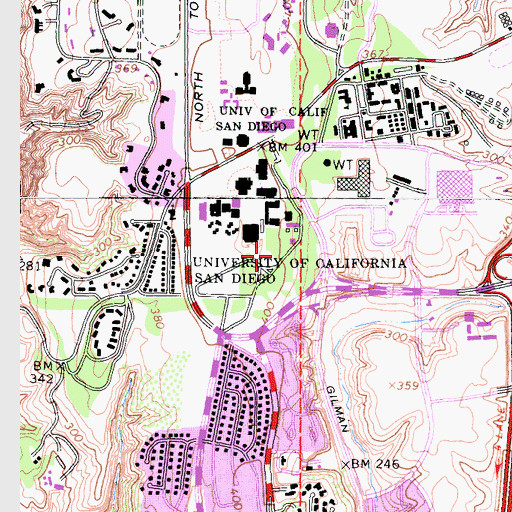 Topographic Map of Revelle College Administration Building, CA