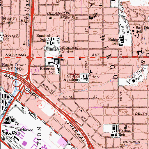 Topographic Map of Saint Judes Shrine Child Care and Development Center, CA