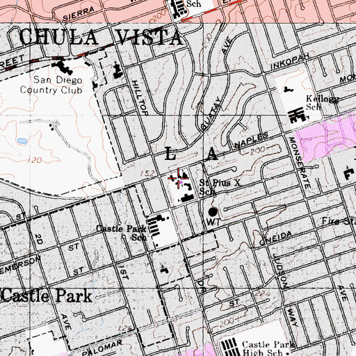 Topographic Map of Saint Pius X Catholic Church Religious Education Office, CA