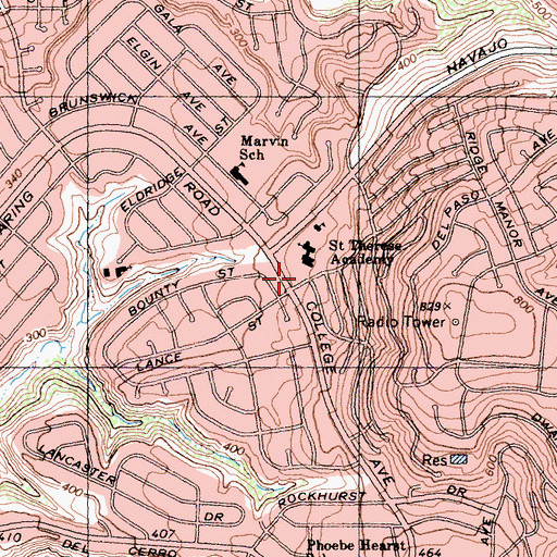 Topographic Map of Saint Therese Catechetical Center, CA
