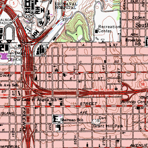 Topographic Map of San Diego Fire - Rescue Department Station 11, CA