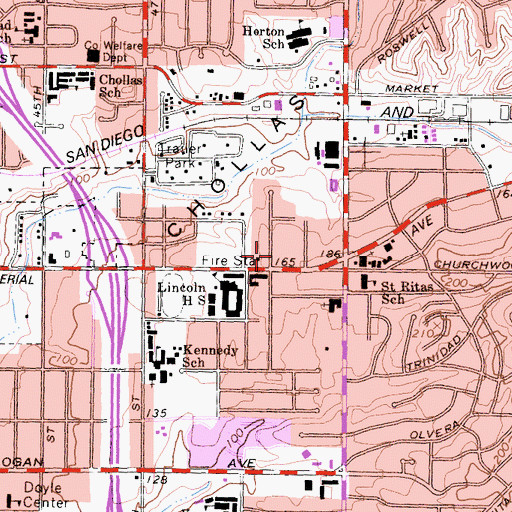 Topographic Map of San Diego Fire - Rescue Department Station 12, CA