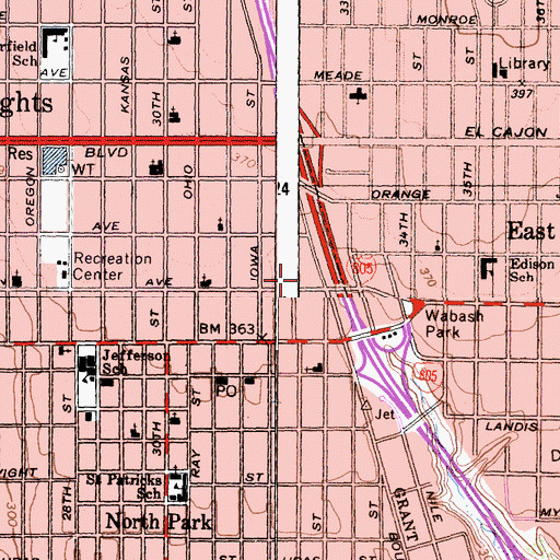 Topographic Map of San Diego Fire - Rescue Department Station 14, CA