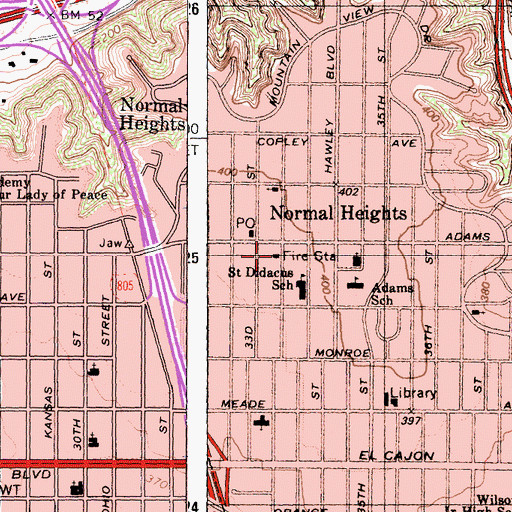 Topographic Map of San Diego Fire - Rescue Department Station 18, CA