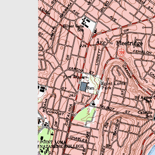 Topographic Map of San Diego Fire - Rescue Department Station 22, CA