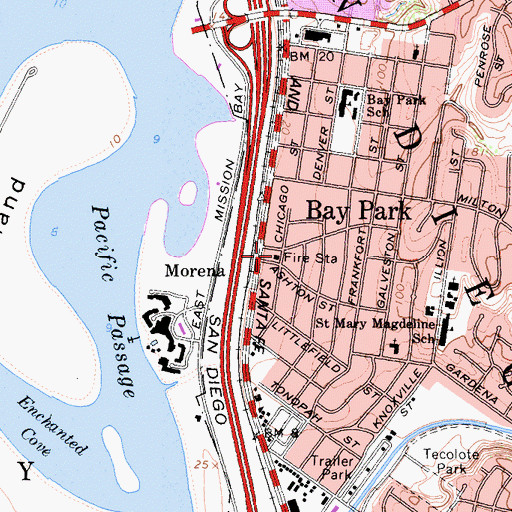 Topographic Map of San Diego Fire - Rescue Department Station 25, CA