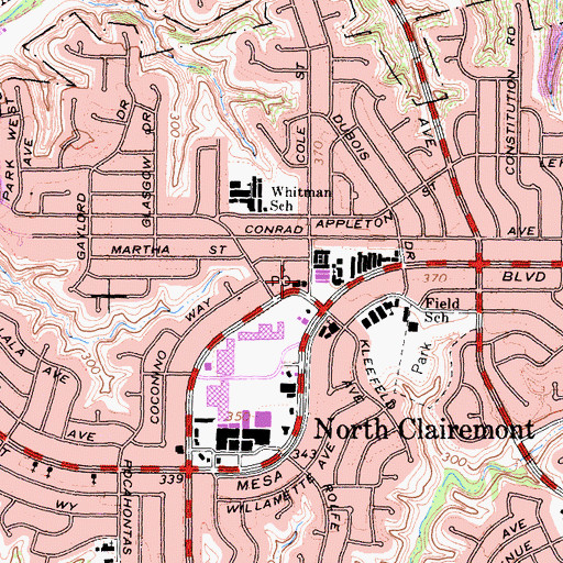 Topographic Map of San Diego Fire - Rescue Department Station 27, CA