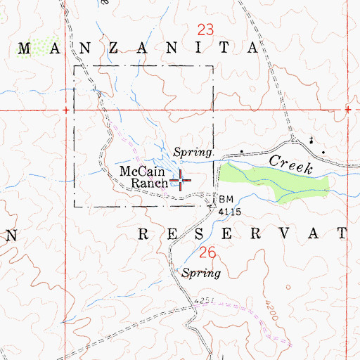 Topographic Map of McCain Ranch, CA