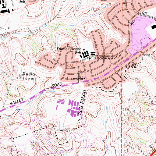 Topographic Map of San Diego Fire - Rescue Department Station 32, CA